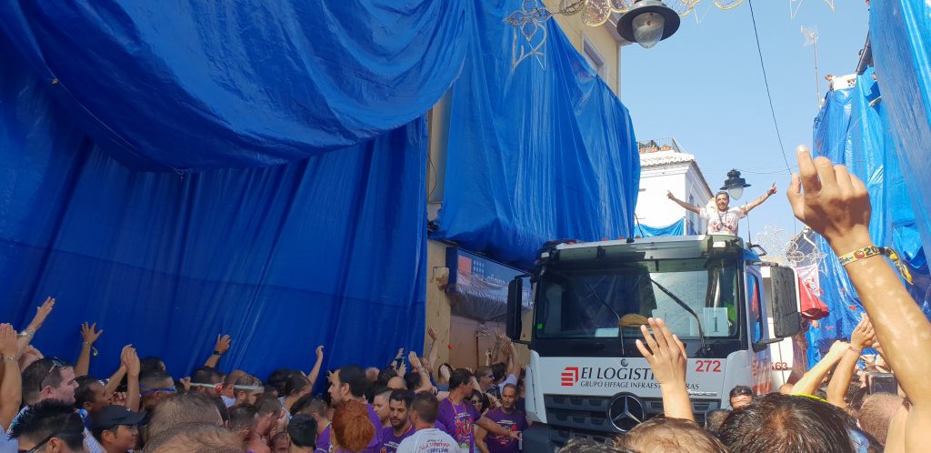 Truck containing tomatoes for the La Tomatina festival