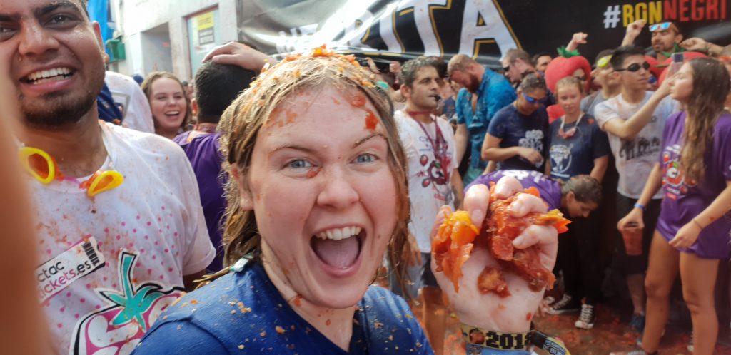 Throwing tomatoes in the world's bigets food fight