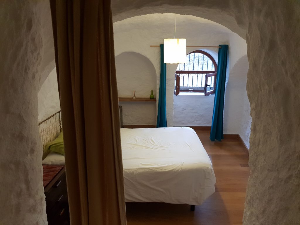 The bedroom in our cave home, Sacromonte, Granada